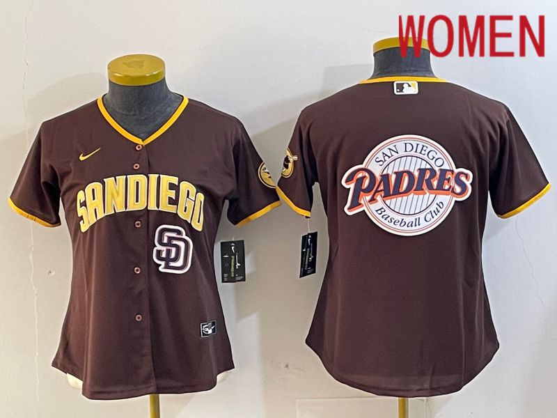 Women San Diego Padres Blank Browm Game 2024 Nike MLB Jersey style 10->women mlb jersey->Women Jersey